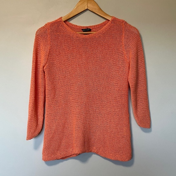 Eileen Fisher Cotton Orange Knit Women's Sweater - Picture 1 of 5